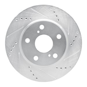 Lexus HS250H Brake Rotor (1) - Front Right - R1 Concepts - Drilled & Slotted - Silver - `06-`18